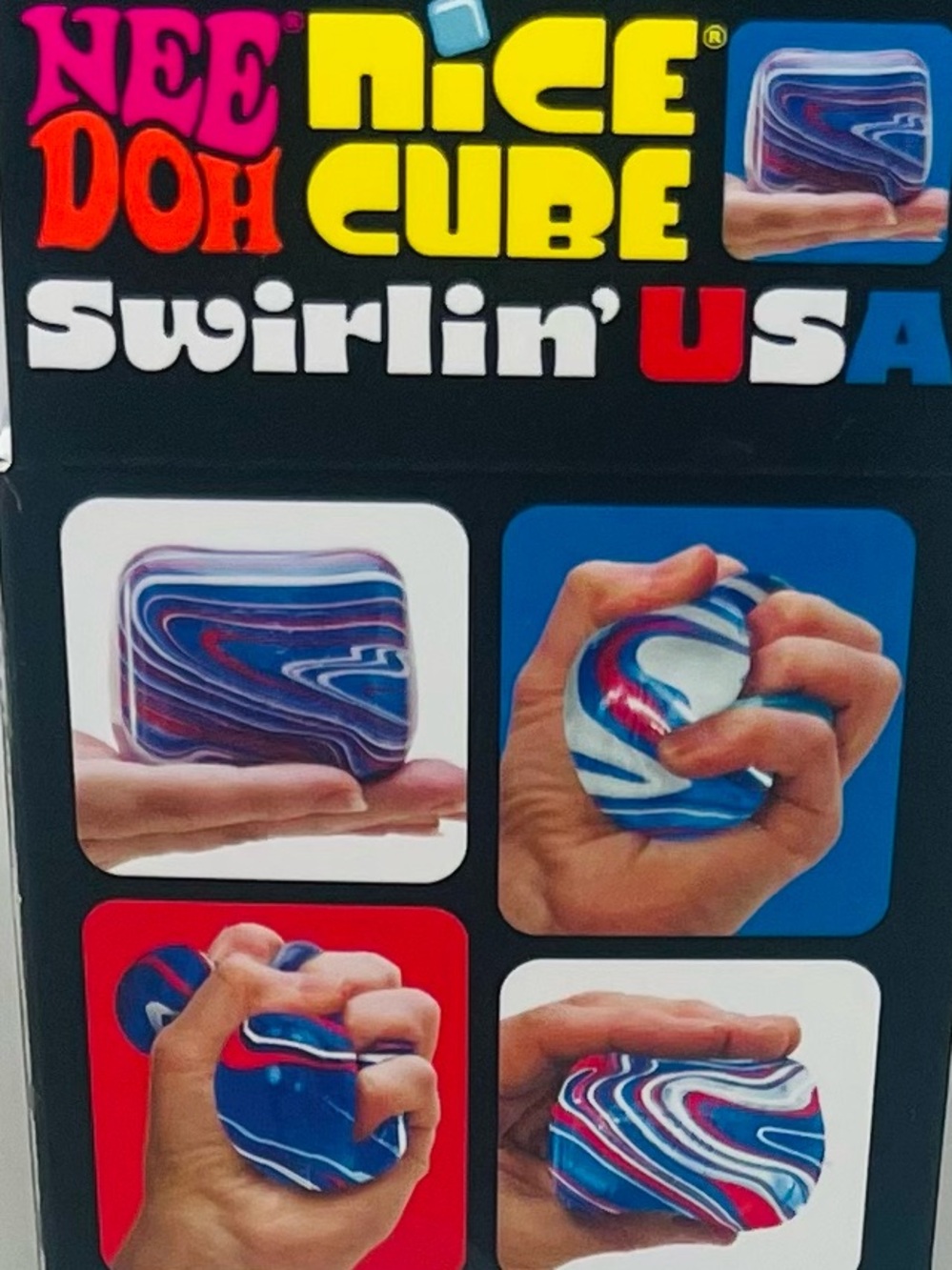 Authentic NEEDOH Nice Cube Swirlin' USA 🇺🇸 Super Soft Squish ~ Red/White/Blue 🎆 - Picture 2 of 7